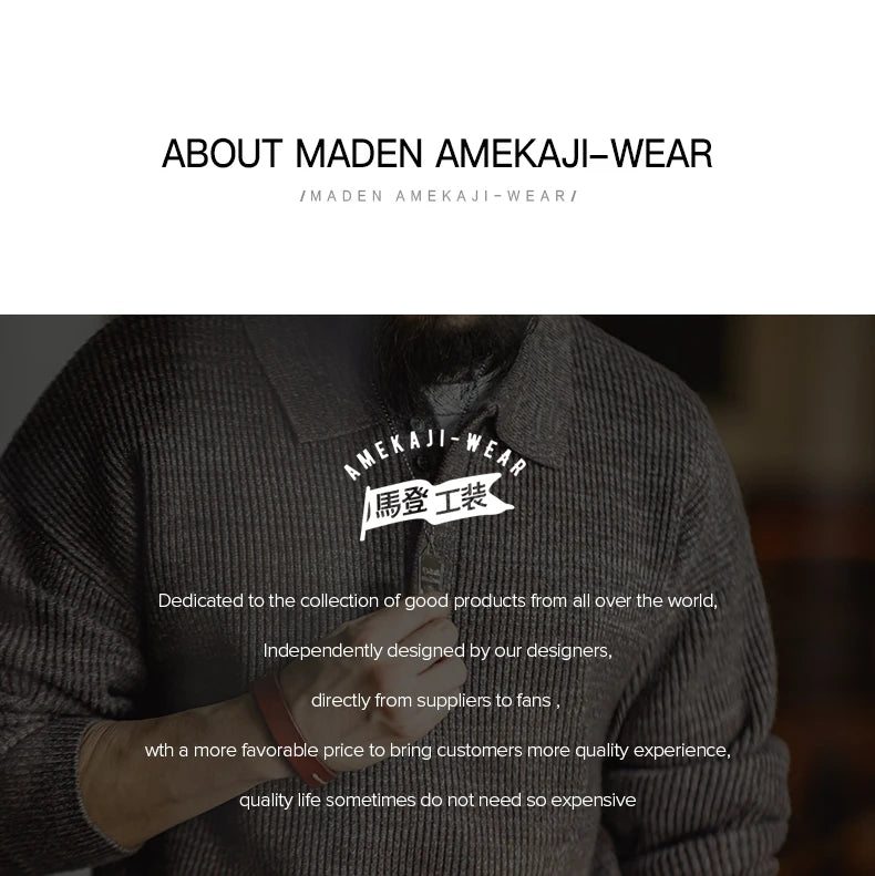 Maden Retro Knitted Polo Shirt Loose Coffee Color Lapel Sweater Autumn Winter Men's Uncle Fu Jumper Casual Knitwear