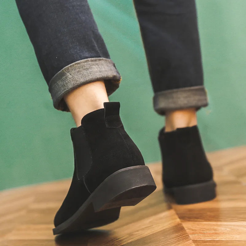 2024 Men's Chelsea Boots Man Elevator Shoes 8cm 6cm Invisible Height Increasing Shoes Men Ankle Boots Inner Increase Short Boots