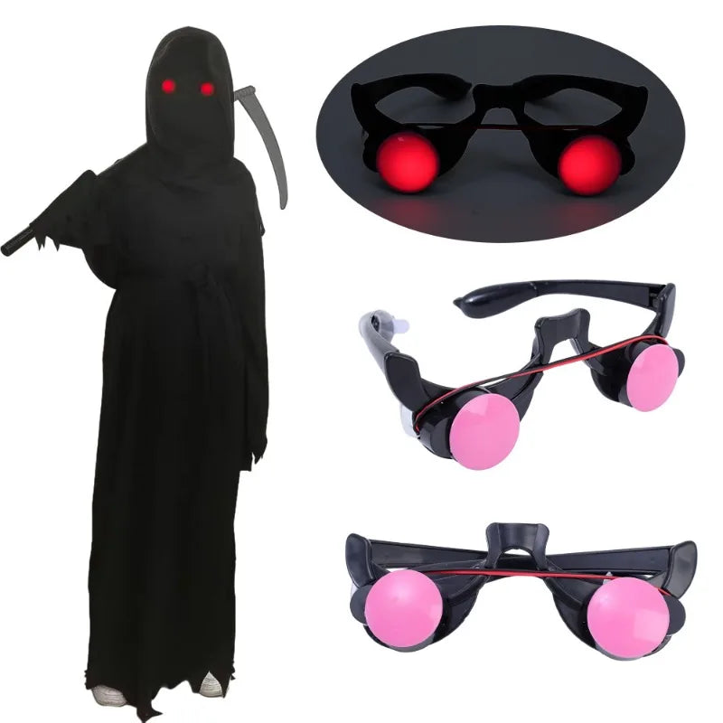 Halloween Horror Red Eye Glasses Props Funny Personality Scary Horror Glasses Party Tricky Eyes Cosplay Prop Glow In The Dark