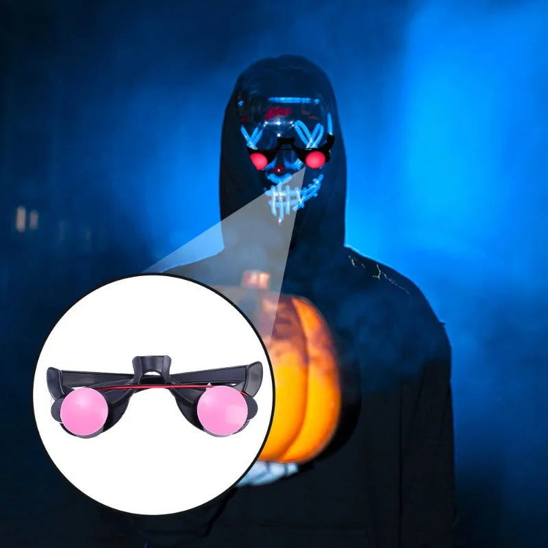 Halloween Horror Red Eye Glasses Props Funny Personality Scary Horror Glasses Party Tricky Eyes Cosplay Prop Glow In The Dark