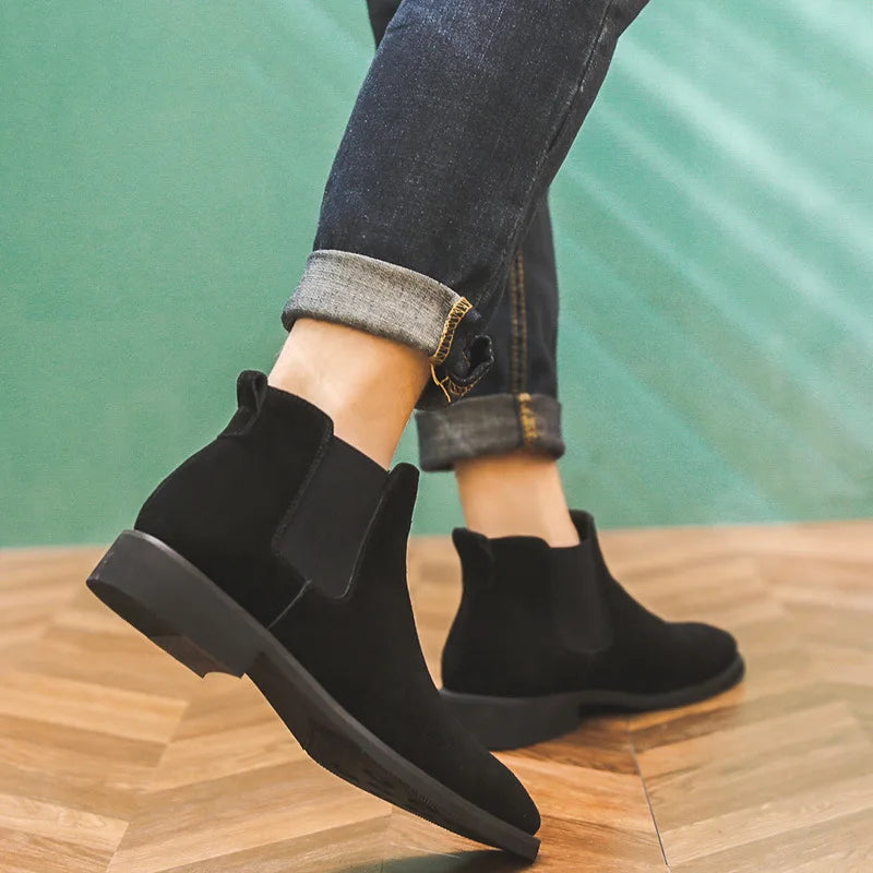 2024 Men's Chelsea Boots Man Elevator Shoes 8cm 6cm Invisible Height Increasing Shoes Men Ankle Boots Inner Increase Short Boots