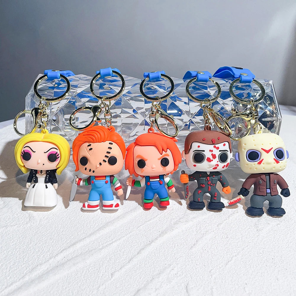 Halloween Scary Ghost Baby Keychains Dolls Horror Child's Play Chucky Tiffany Glen Mini Pendants PVC Figures Toy key Chain Gift