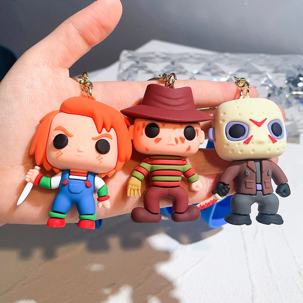 Halloween Scary Ghost Baby Keychains Dolls Horror Child's Play Chucky Tiffany Glen Mini Pendants PVC Figures Toy key Chain Gift